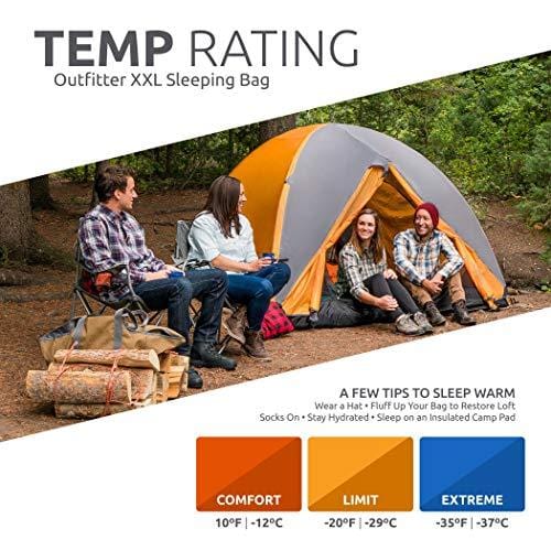 TETON Sports Outfitter XXL Sleeping Bag; Warm and Comfortable Sleeping Bag Great for Camping Even in Cold Seasons; Storage Duffle Bag Included; Black, Left Zip