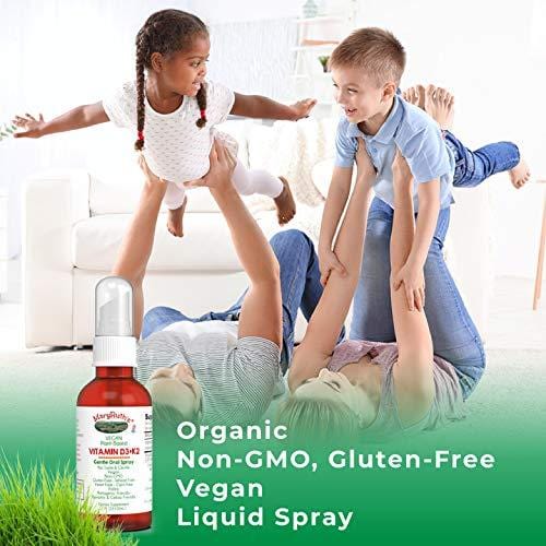 Organic Vitamin D3+K2 (MK-7) Liquid Spray by MaryRuth's Non-GMO Vegan Gluten Free Paleo, Ketogenic, Bariatric Friendly and Celiac Friendly. for Men, Women & Children 1oz Glass Bottle