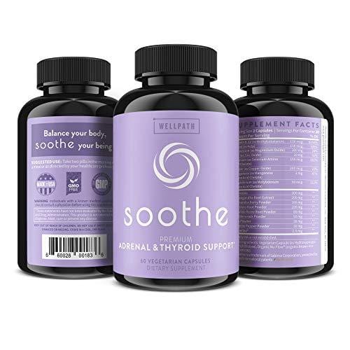 SOOTHE Adrenal Support & Thyroid Support Supplement - Natural Formula That Promotes Energy, Metabolism, Adrenal Fatigue Relief, Stress Response | Ashwagandha, Rhodiola, Zinc | Cortisol Balance | Vegan