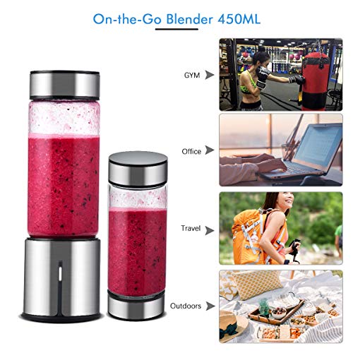 TTLIFE 2 Cup Cover Portable Blender,USB Rechargeable Cordless Smoothie Glass Blender,Mini Jucier Cup Travel Sports Bottle