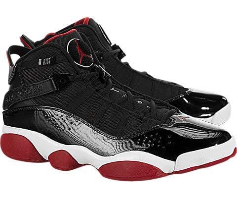 Jordan Nike Men's 6 Rings Black/Varsity Red/White Leather Basketball Shoes 7.5 M US