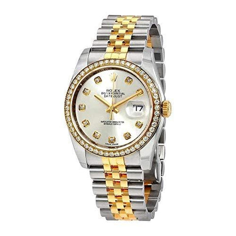 Rolex Oyster Perpetual Datejust 36 Silver Dial Stainless Steel and 18K Yellow Gold Rolex Jubilee Automatic Ladies Watch 116243SDJ