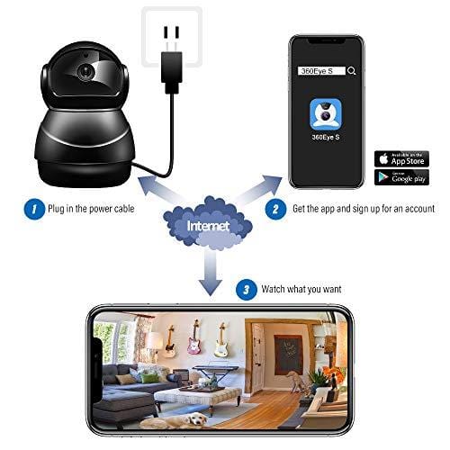 Veroyi IP Camera Full HD 1080P WiFi Home Surveillance Security Camera with Pan/Tilt/Zoom Function, Two Way Audio Night Vision Camera