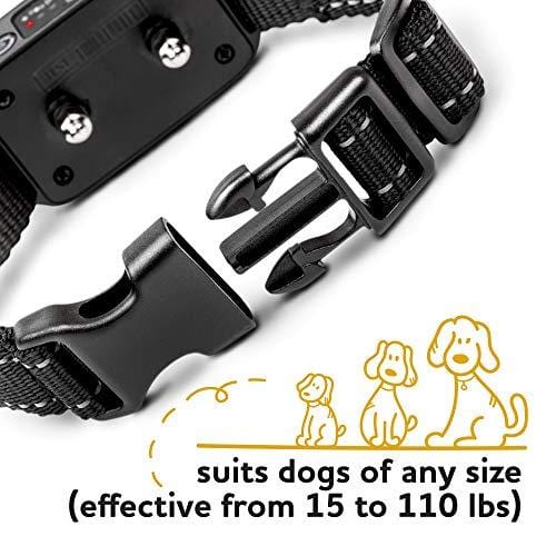 StopWoofer [Newest 2019] Humane Dog Bark Collar | Anti Barking Collar Small Dogs Medium Large Dogs | Rechargeable Anti bark Collar | No bark Collars Sound Warning Vibration Electric Stimulation