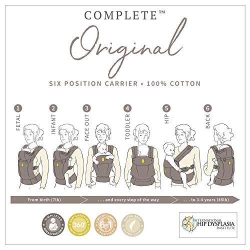 LÍLLÉbaby The Complete Original SIX-Position 360° Ergonomic Baby & Child Carrier, Stone- Cotton Baby Carrier, Comfortable and Ergonomic, Multi-Position Carrying for Infants Babies Toddlers