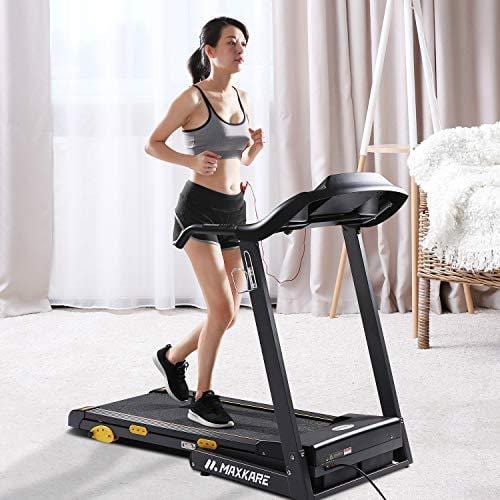 MaxKare Treadmill with 15 Pre-Set Programs, 2.5HP Power, 17’’ Wide Tread Belt, 8.5 MPH Max Speed, LCD Screen, Cup Holder & Wheels, Easy Assembly, Black