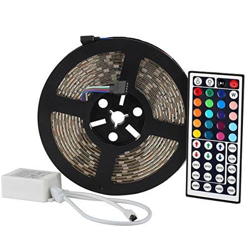 SUPERNIGHT LED Strip 16.4Ft 5050 Waterproof 300leds Adhesive Rope Lights,RGB Color Changing Kit with LED Flexible Strip and 44 Key Remote Control and 12V DC 5A Power Supply