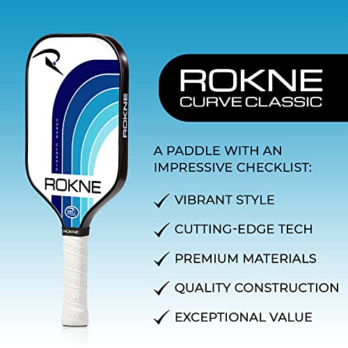 ROKNE Curve Pickleball Paddle | USAPA Approved Fiberglass Pickleball Paddles | Elevate Game with Precision Engineering & Comfort | ProGrit Texture for Max Spin & Power | Pickleball Paddle Blue