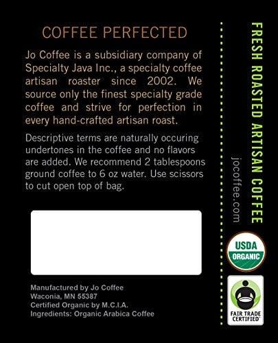 COLOMBIA JO: 12 oz, Organic Ground Colombian Coffee, Medium Roast, Fair Trade Certified, USDA Certified Organic, 100% Arabica Coffee, NON-GMO, Gluten Free, Gourmet Coffee from Jo Coffee