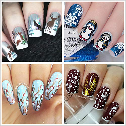 Nail Stamping Kit Christmas Nail Plates - Ejiubas Nail Stamping Plate Nail Art Stamping Kit Nail Polish Stamping Plate Set Halloween Nail Stamping Templates EJB X07 X08