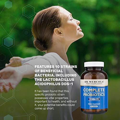 Dr. Mercola Complete Probiotics - 90 Day Supply - Probiotic Supplement - 70 Billion CFU - Acid & Bile Resistant - Promotes Digestive Health and Supports Immune System