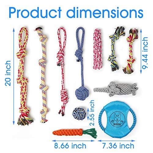 Ranphykx Dog Puppy Toys 11 Pack, Dog Rope Toys Puppy Chew Toys for Playtime Puppy Teething Toys, Dog Flying Disc, Washable Cotton Rope