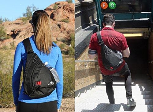 Sling Backpack by RiteTrak Sports - Best Lightweight Multi-Use Pack for Travel Hiking Biking or Fitness, One Strap Shoulder or Crossbody Bag (Mountainside Blue)