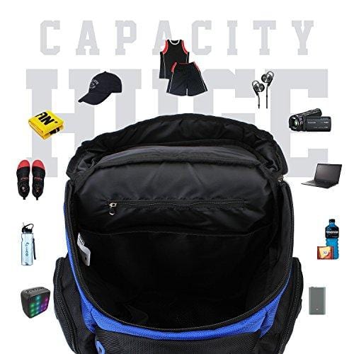 SANHENG Sports Backpack Cooler Large Capacity with Headphone Hole, 15 inch Laptop Backpack with Deputy Storehouse for Basketball (L)