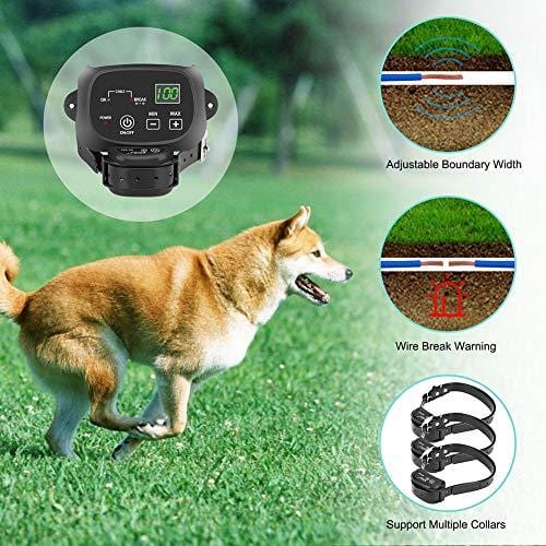 TTPet Electric Dog Fence,In-ground/Aboveground Pet Containment System, IP66 Waterproof&Rechargeable Collar,Shock&Tone Correction,Support 2 Dogs