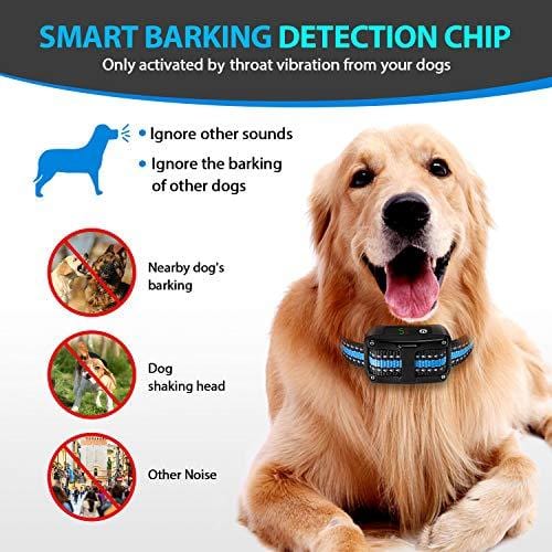PetYeah [Upgraded 2019] Dog Anti Bark Collar Smart Detection Adjustable Collar Rechargeable Rainproof Beep Vibration Shock 5 Sensitivity Humane & Harmless Bark Collar for Small Medium, Large Dog