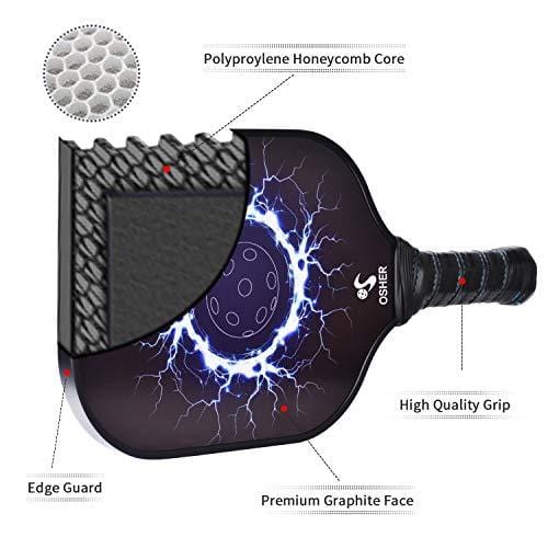 OSHER Pickleball Paddle Graphite Blue Cooling Towel Pickleball Racket Honeycomb Composite Core Pickleball Paddle Set Ultra Cushion Grip Low Profile Edge Bundle Graphite Pickleball Paddles Racquet
