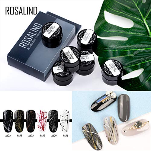 ROSALIND 5ml Spider Gel Nail Polish DIY Line Nail Art Wire Drawing Gel Lacquer 6pcs Set