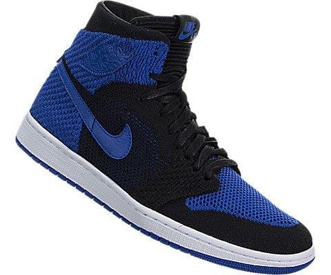 Jordan Nike Mens Air 1 High Flyknit Basketball Shoes Black/Game Royal/White 919704-006 Size 10