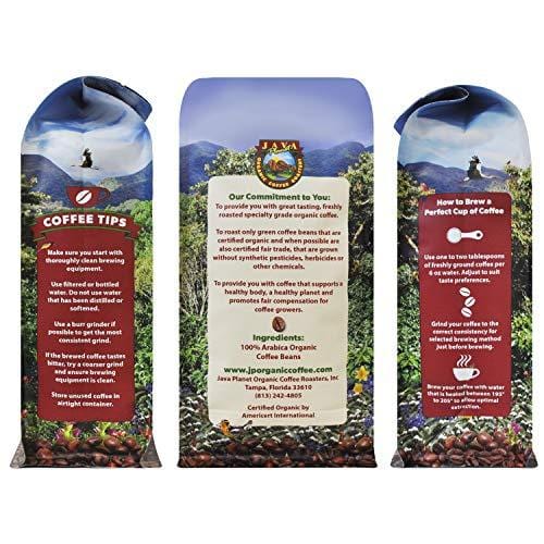 Java Planet - Colombian USDA Organic Coffee Beans, Fair Trade, Rain Forest Alliance, Low Acid, Medium Dark Roast, Whole Bean Coffee, Arabica Coffee, Gourmet Specialty Grade A - (1lb)