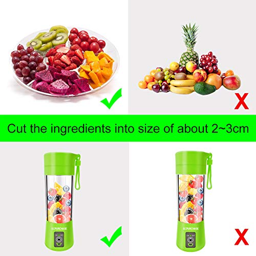 Portable Blender Single Serve, Personal Size Blender USB Rechargeable Juicer Cup Fruit Mixing Machine Baby Travel 380ml FDA, BPA-Free (Green)