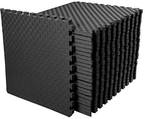 BalanceFrom 1" Extra Thick Puzzle Exercise Mat with EVA Foam Interlocking Tiles for MMA, Exercise, Gymnastics and Home Gym Protective Flooring, 72 Square Feet (Black)