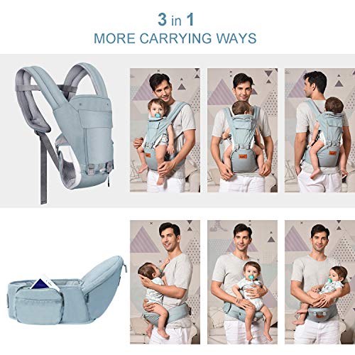 Bable Baby Carrier Hip Seat Grey and Green (Green)