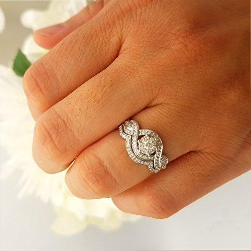 Dazzlingrock Collection 0.40 Carat (ctw) 14k Round Diamond Ladies Bridal Ring Engagement Matching Band Set, White Gold, Size 8