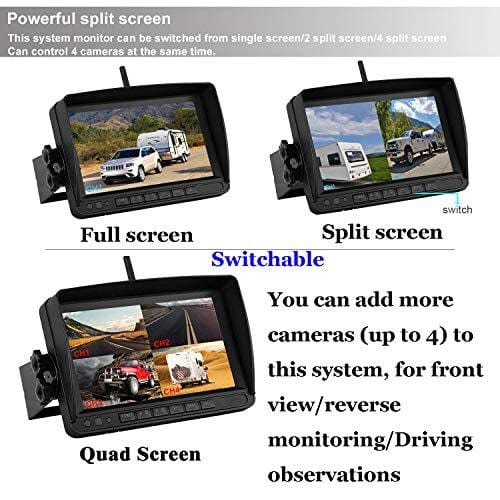 FHD 1080P Digital Wireless 2 Backup Camera for RVs/Trailers/Trucks/Motorhomes/5th Wheels 7''Monitor with DVR Highway Monitoring System IP69K Waterproof Super Night Vision