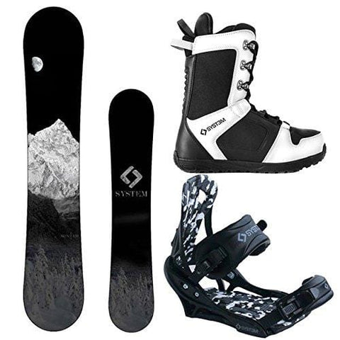 System MTN and APX Complete Men's Snowboard Package (163 cm Wide, Boot Size 13)