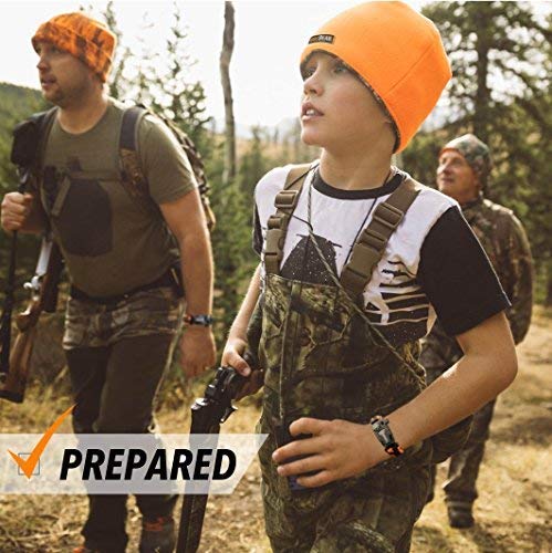 Atomic Bear Paracord Bracelet (2 Pack) - Adjustable Size - Fire Starter - Loud Whistle - Emergency Knife - Perfect for Hiking, Camping, Fishing and Hunting - Black & Black+Orange