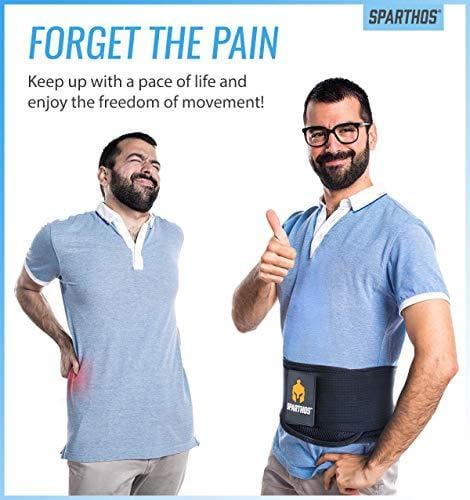 Back Brace by Sparthos - Immediate Relief for Back Pain, Herniated Disc, Sciatica, Scoliosis and more! – Breathable Mesh Design with Lumbar Pad – Adjustable Support Straps – Lower Back Belt [Size Med]