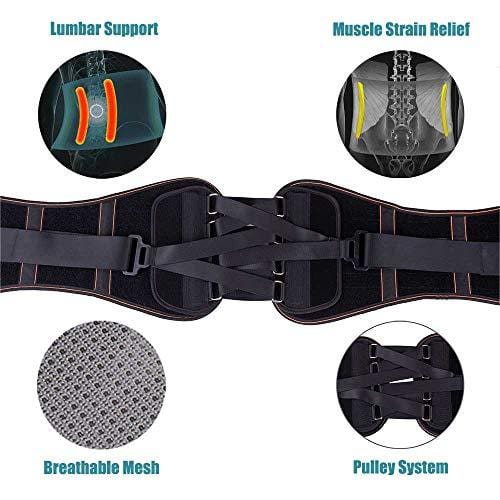 King of Kings Lower Back Brace Pain Relief with Pulley System - Lumbar Support Belt for Women and Men - Adjustable Waist Straps for Sciatica, Spinal Stenosis, Scoliosis or Herniated Disc - Large