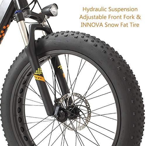 MZZK 500W Electric Mountain Snow Bike with 26 Inch Fat Tires and Removable 48V 13Ah Li-on Battery (Black)
