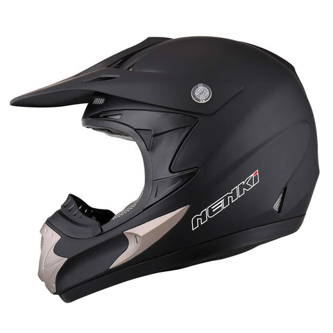 NENKI Motocross ATV Dirt bike Helmet NK-301 for Men,DOT Approval (L 59-60CM, MATT BLACK)