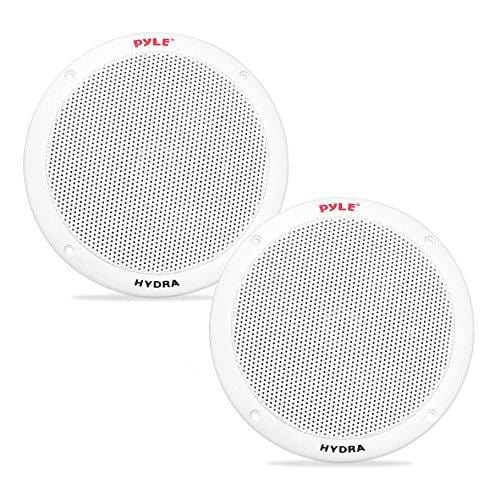 6.5 Inch Dual Marine Speakers - 2 Way Waterproof and Weather Resistant Outdoor Audio Stereo Sound System with 400 Watt Power, Polypropylene Cone and Butyl Rubber Surround - 1 Pair - PLMR605W (White)