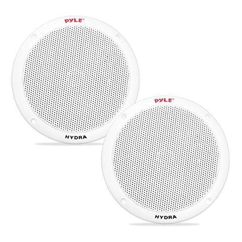 6.5 Inch Dual Marine Speakers - 2 Way Waterproof and Weather Resistant Outdoor Audio Stereo Sound System with 400 Watt Power, Polypropylene Cone and Butyl Rubber Surround - 1 Pair - PLMR605W (White)