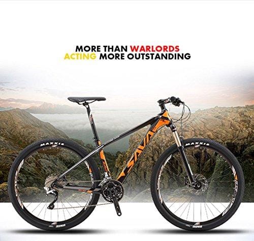 SAVADECK DECK300 Carbon Fiber Mountain Bike 26"/27.5"/29" Complete Hard Tail MTB Bicycle 30 Speed Shimano M6000 DEORE Group Set - (Orange,27.5x17)