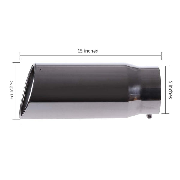 ECCPP Diesel Exhaust Tip 5" Inlet 6" Outlet Exhaust Tips 15" Long Mirror Polished Stainless Steel Exhaust Tailpipe