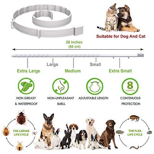 Flea and Tick Prevention Collar One Size Fits All Dogs and Cats Flea and Tick Control with Adjustable Design