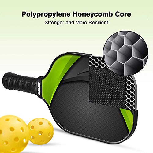 GRM Pickleball Paddles, Pickleball Set of 2, USAPA Graphite Pickleball Racket, Lightweight Pickle Balls Equipment with 4 Balls and Portable Carry Bag