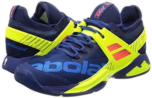 Babolat Men`s Propulse Rage All Court Tennis Shoes Blue and Fluo Aero (9.5 - TennisExpress)