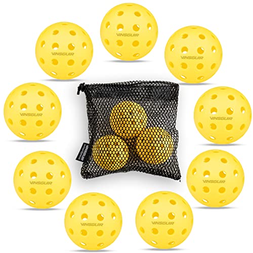 VINSGUIR 12-Pack Outdoor Pickleball Balls-40 Holes Pickleball Ball, High Elasticity & Durable Yellow Pickle Balls Set for All Style Pickleball Paddle
