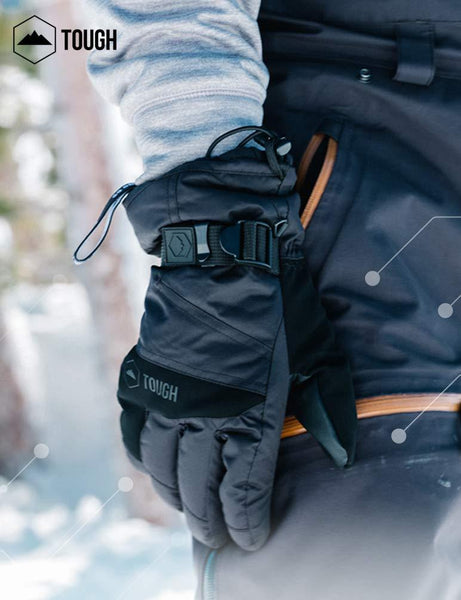 Winter Ski & Snow Gloves for Men & Women - Waterproof & Windproof Snowboard Gloves for Skiing, Snowboarding & Shoveling - With Wrist Leashes, Nylon Shell, Thermal Insulation & Synthetic Leather Palm