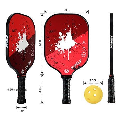 XS XSPAK Graphite Pickleball Paddle Set, Lightweight Graphite Honeycomb Composite Core Paddles Sets of 2 Including Racket Bag and 4 Balls, USAPA Approved