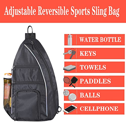 LLYWCM Pickleball Bag - Pickleball Bags for Women Men - Pickleball Backpack - Travel Pickleball Paddle Case, Pickle Ball Bag for Pickleball Paddle Tennis Racket, Pickleball Sling Bag(Black)