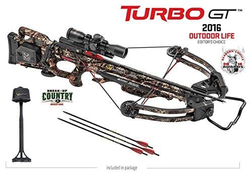 TenPoint Turbo GT Crossbow Package with 3x Pro-View 2 Scope, 3 Pro-Elite Carbon Arrows, 3-Arrow Instant Detach Quiver, and Ambidextrous Side Quiver Mount, With Acudraw