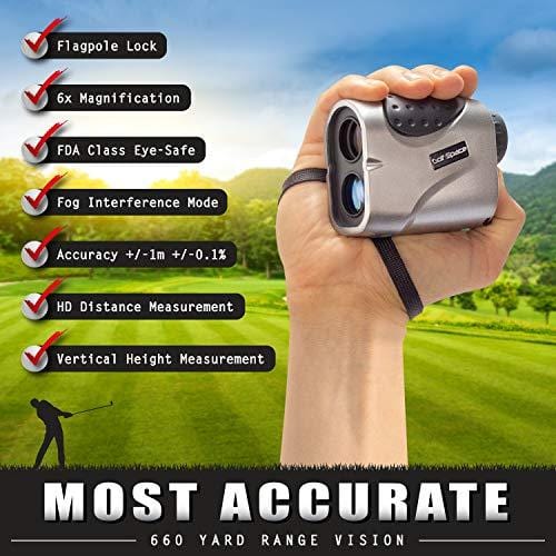 Golf Laser Range Finder by Golf Space - Rangefinder Binoculars Power Device With High Precision. Measuring Distance Slope Angle and Flag Lock. Hunting Binocular Rangefinders. Rechargeable