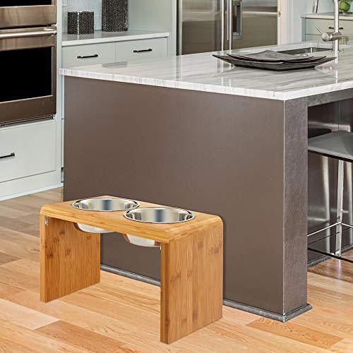 Pawfect Pets Large Elevated Dog Pet Feeder- Large Raised Dog Bowl Stand- Includes 4 Stainless Steel Bowls (12 inch)