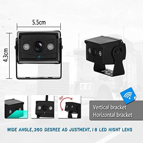 Emmako HD 720P Digital Wireless Backup Camera With 5'' Monitor System For Trailer,Truck,RV,Motorhome,High-Speed Observation Camera Adjustable Rear/Front View, Guide Lines ON/Off,IP69K Waterproof